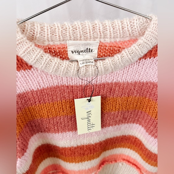 NWT 🍊 Vignette Toddler ‘Donna Sweater’ in Coral Stripe - Size 18-24m - Picture 3 of 7